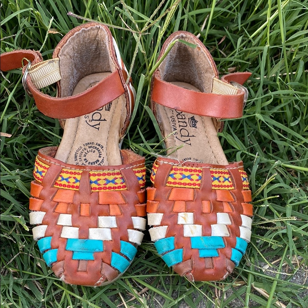 Leather Mexico Kids' Brown and Multicolor Sandal USA toddler 8